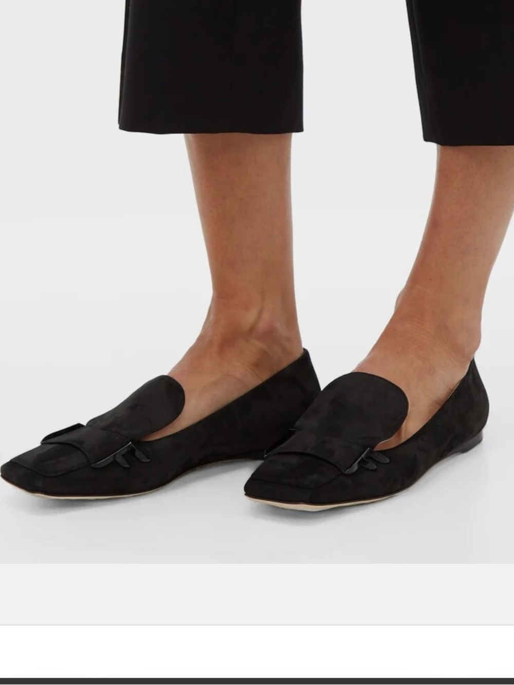 Fendi Freedom black suede square toe loafers
